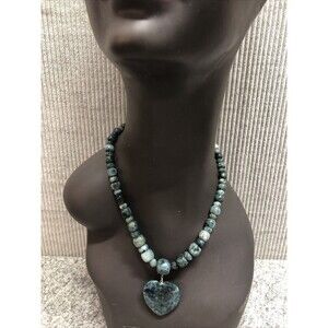 Mine Finds By Jay King Sterling Silver Teal-Green Apatite Bead Heart Pendant